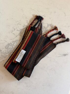 VTG Christian Dior 1980s Hand looked braided Fringe striped scarf sash belt
